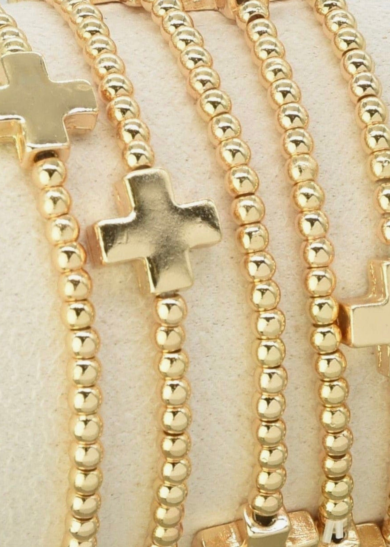 Cross beaded stretch bracelet 5 pc